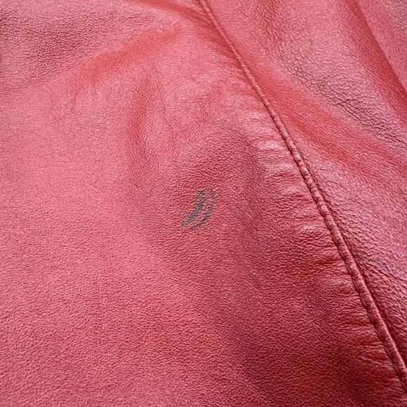 Vintage Jacqueline Ferrar Red Leather Coat XL Oversized Grunge Y2K Retro - Picture 8 of 10